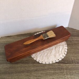 Vtg Handmade Wooden Box with Brush Handle